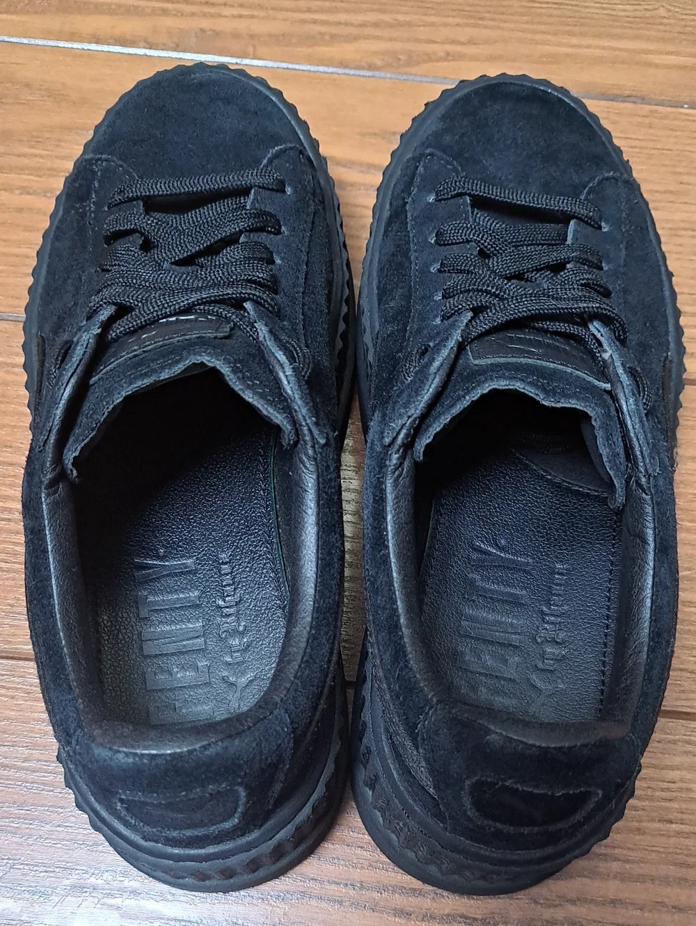 FENTY x PUMA Rihanna Cleated Creepers Triple Black Suede Platform Shoes 6.5